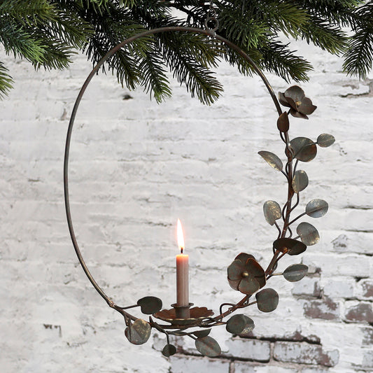 Antique Brass Hanging Candle Wreath