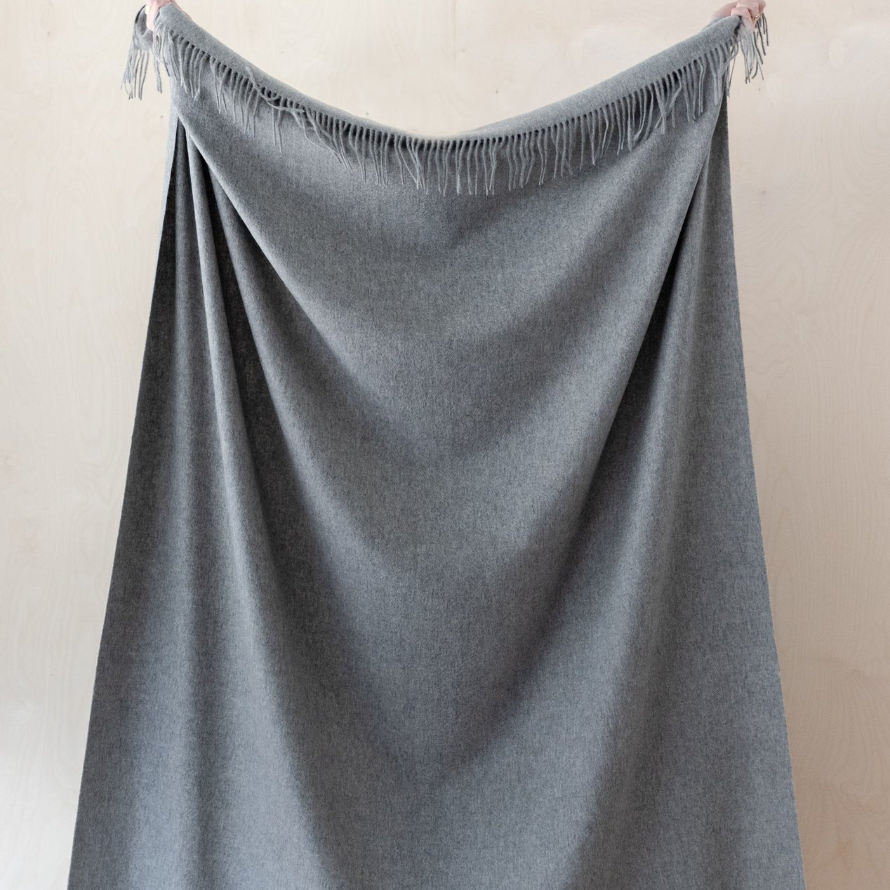 Luxurious Pure 100% Lambswool Blanket - Grey Melange - 20% OFF