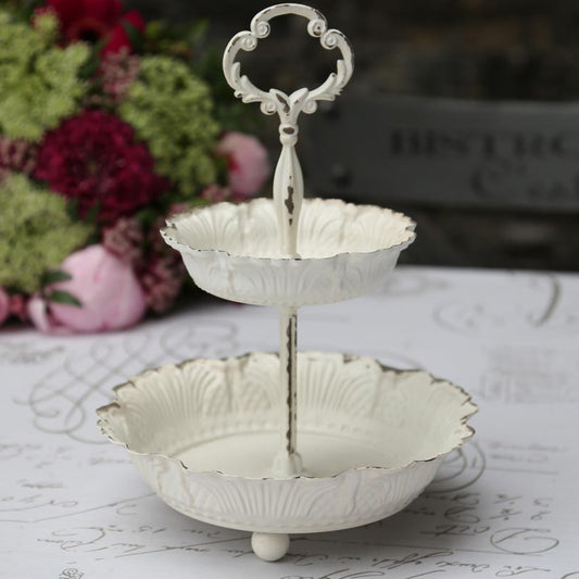 Étagere with Lace Edged Trays - Antique White