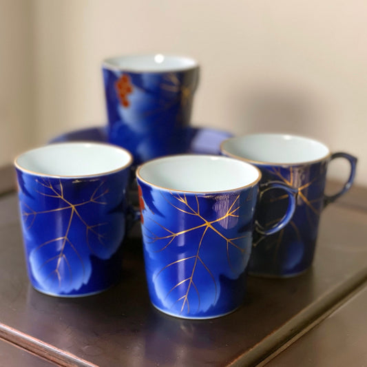 Stunning Cobalt Blue Japanese Demi-Tasse Set