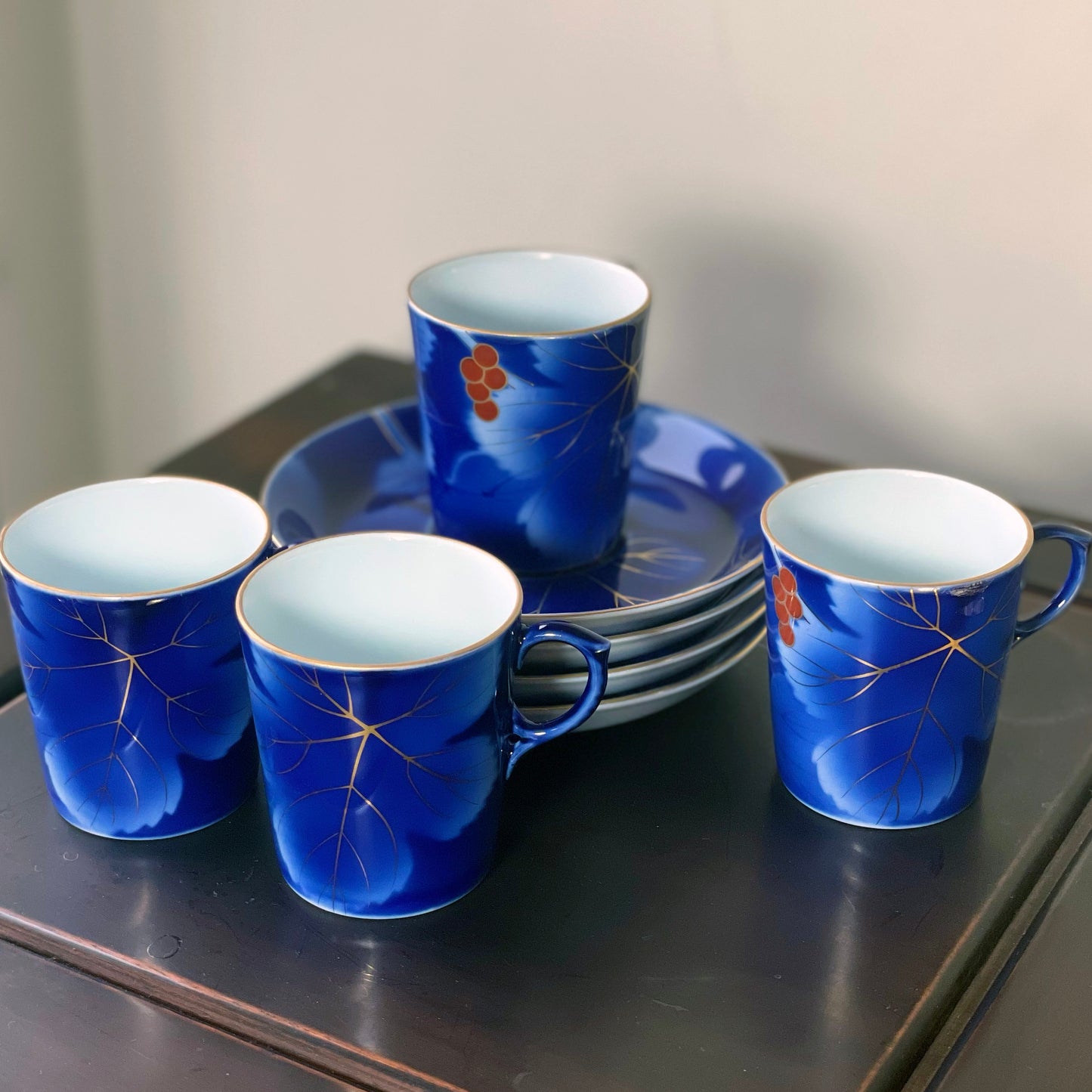 Stunning Cobalt Blue Japanese Demi-Tasse Set