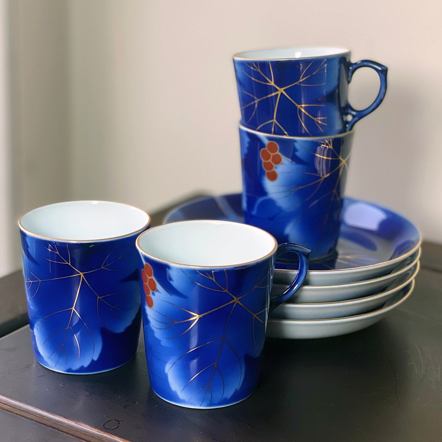 Stunning Cobalt Blue Japanese Demi-Tasse Set