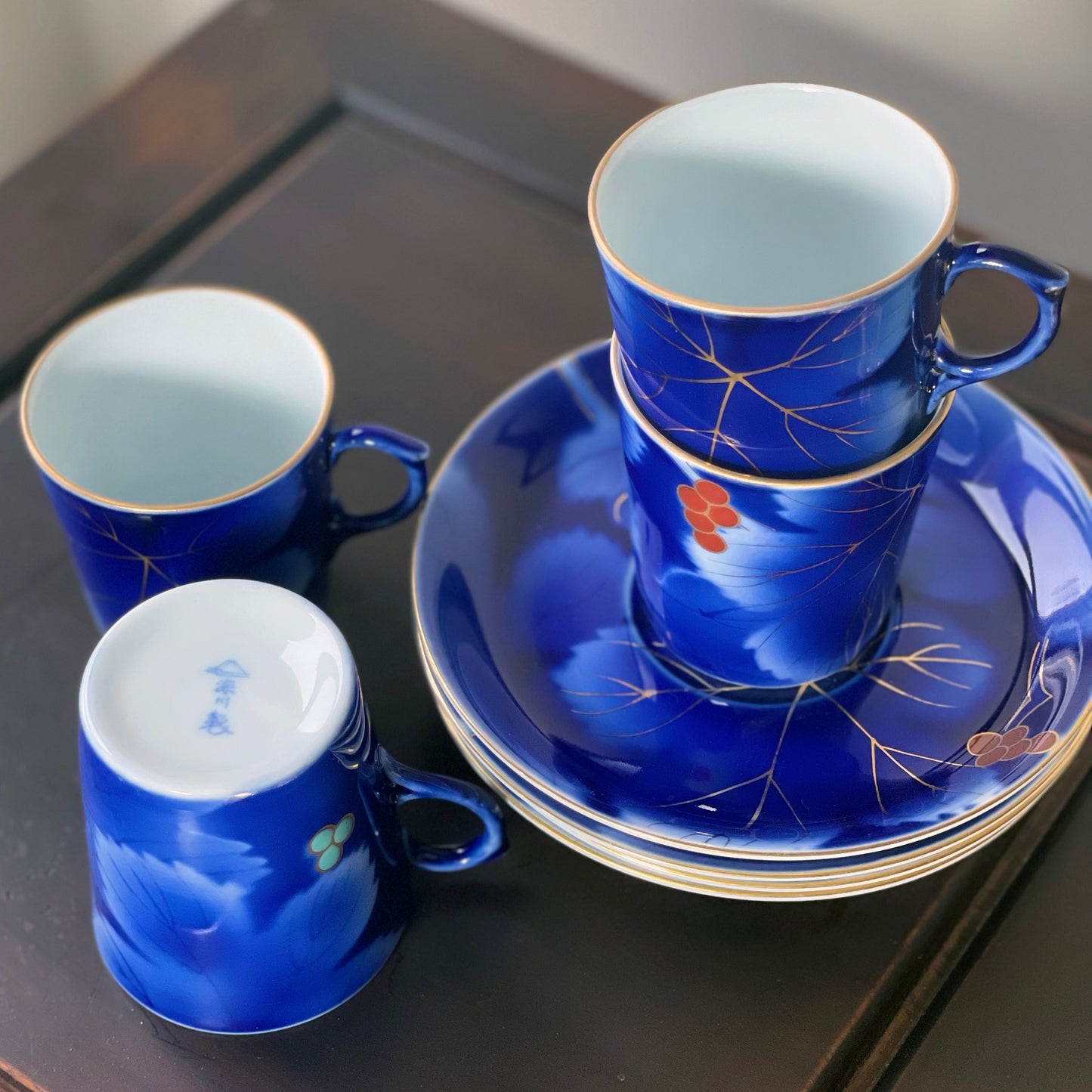 Stunning Cobalt Blue Japanese Demi-Tasse Set