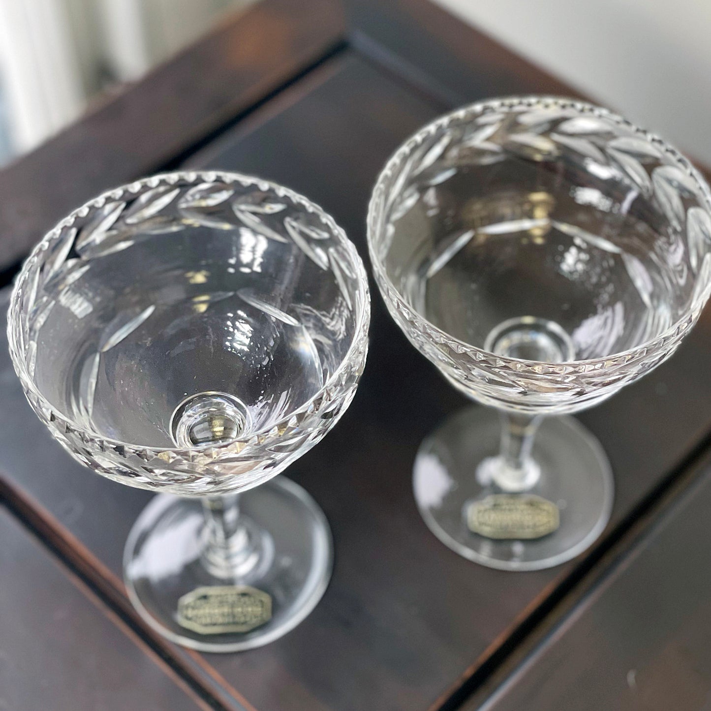 Vintage Harbridge Crystal - Champagne Coup - Set of 2 - LINNHES LOVE