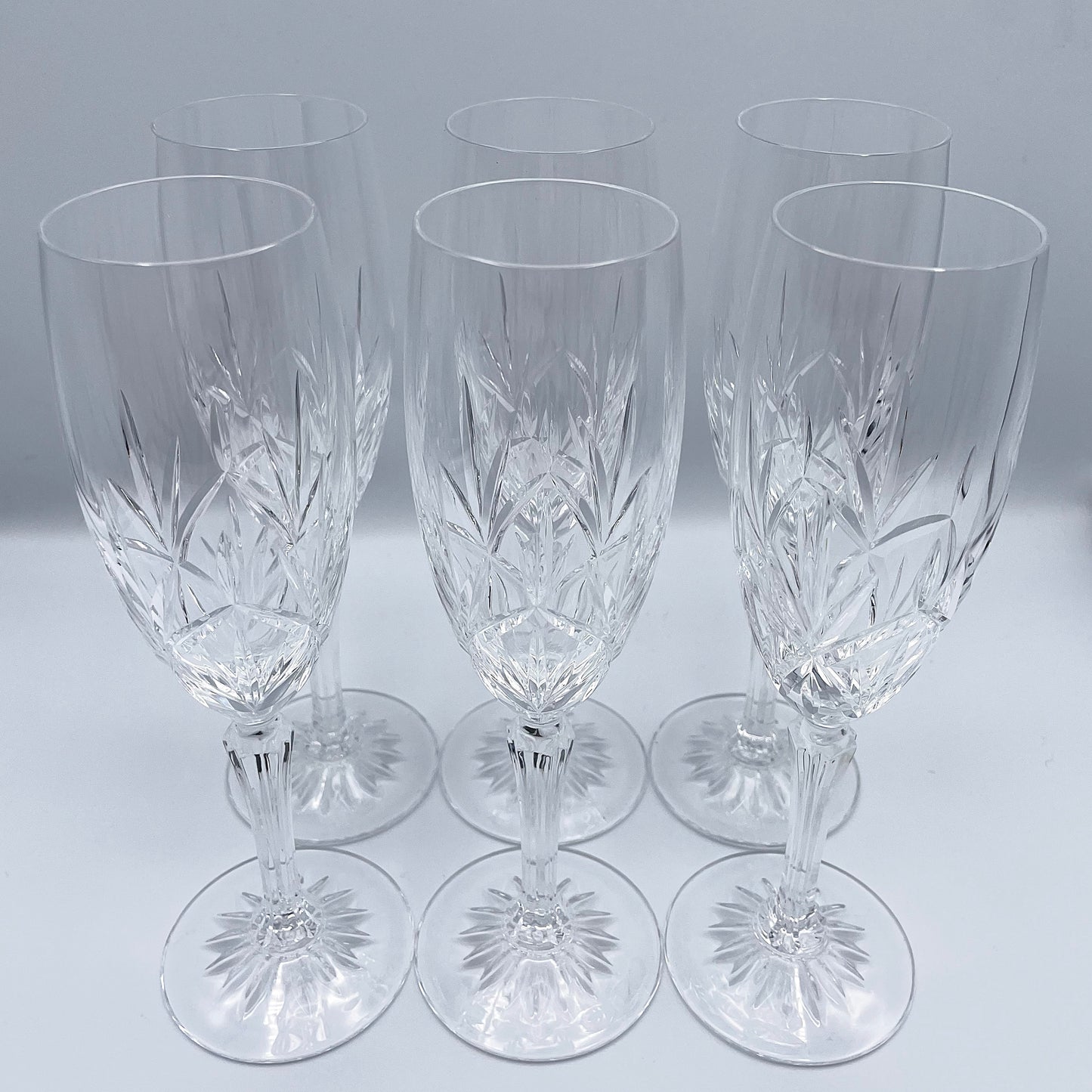 Vintage Cut Crystal Glass Champagne Flutes