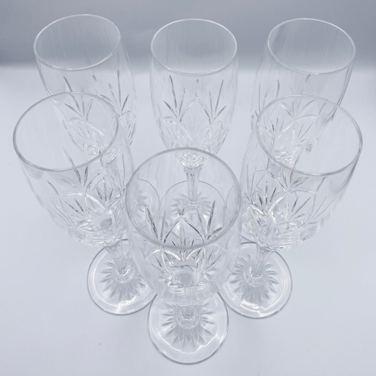 Vintage Cut Crystal Glass Champagne Flutes