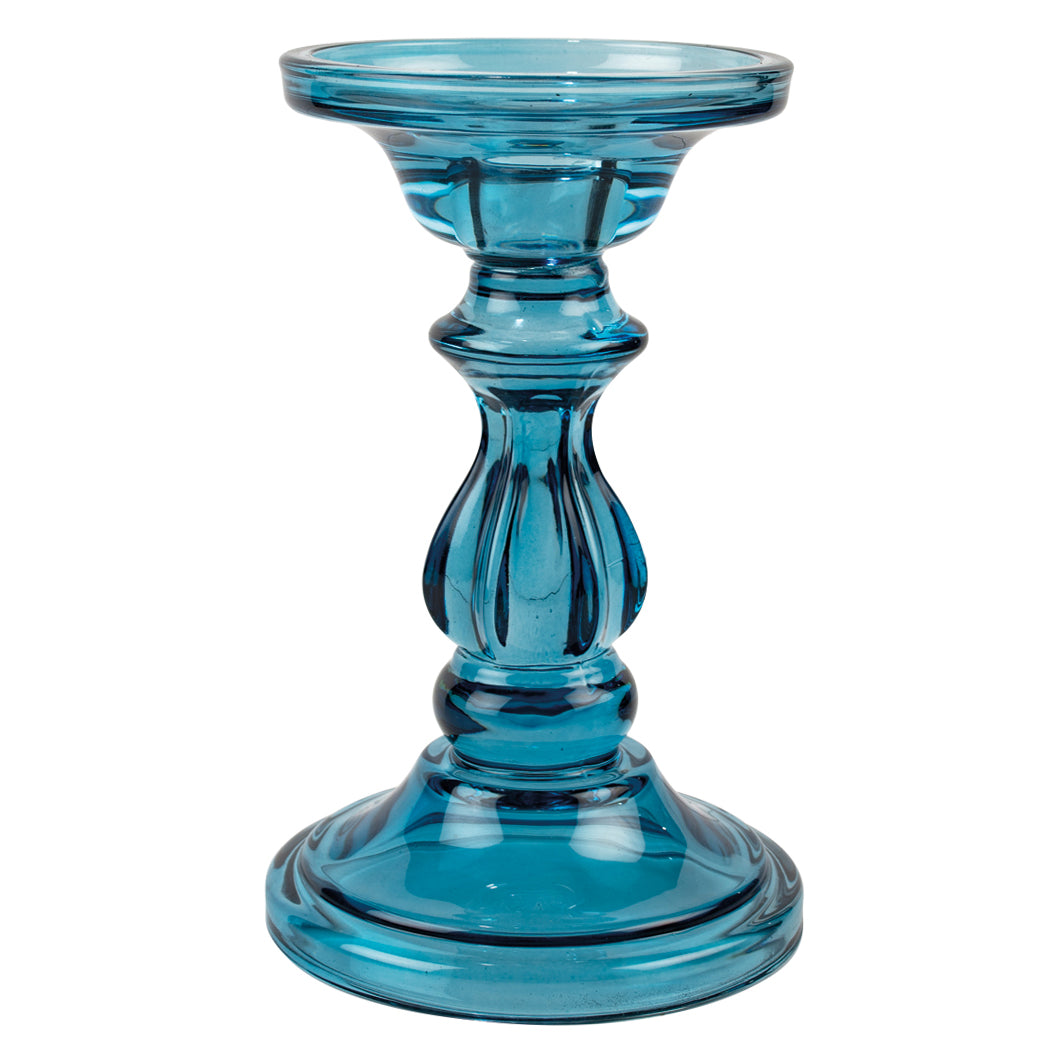 Glass Candle Holder - Azure Blue