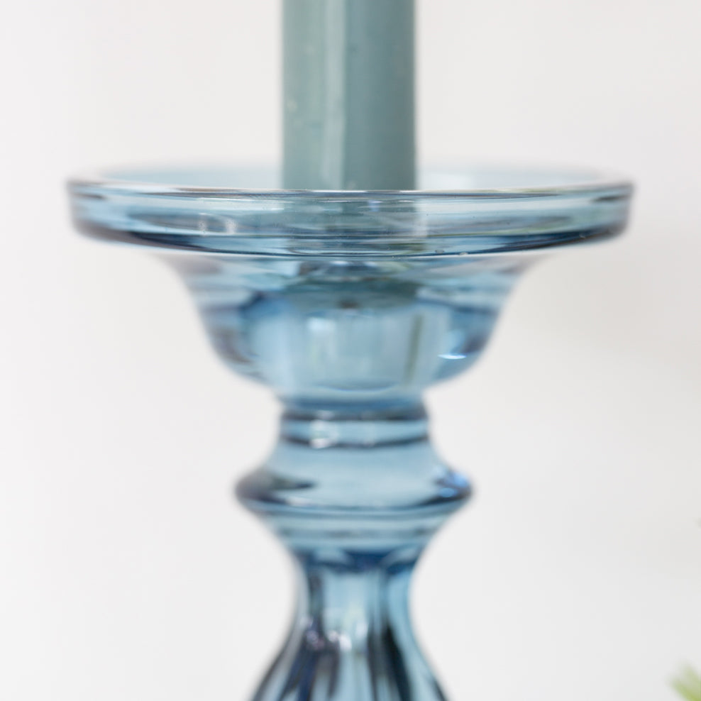 Glass Candle Holder - Azure Blue