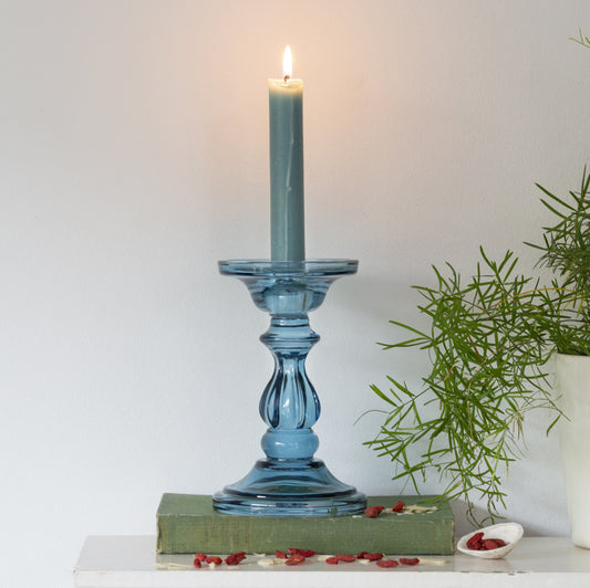 Glass Candle Holder - Azure Blue