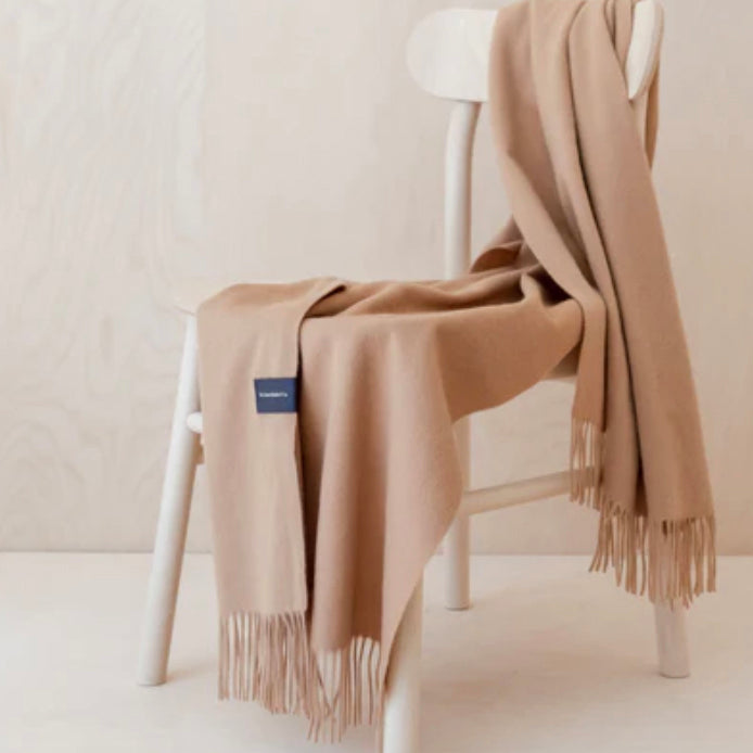 100% Pure Cashmere Knee Blanket - Sand Melange - 20% OFF