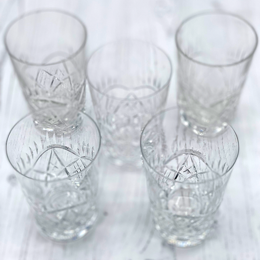 Vintage Edinburgh Crystal Tall Tapered Whisky Glasses - Set of Five