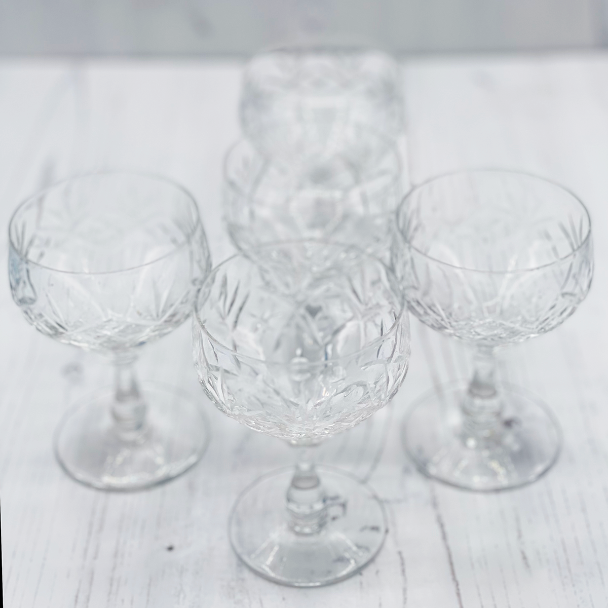 Vintage Edinburgh Crystal Sherry Balloon Glasses - Set of 5