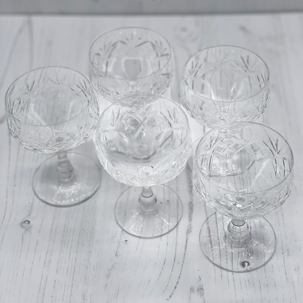 Vintage Edinburgh Crystal Sherry Balloon Glasses - Set of 5