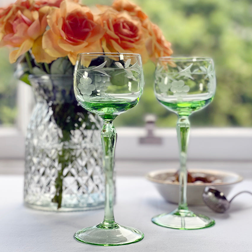 Pair of Green Hock Glasses