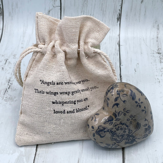 Vintage Ceramic French Heart with Quote Pouch