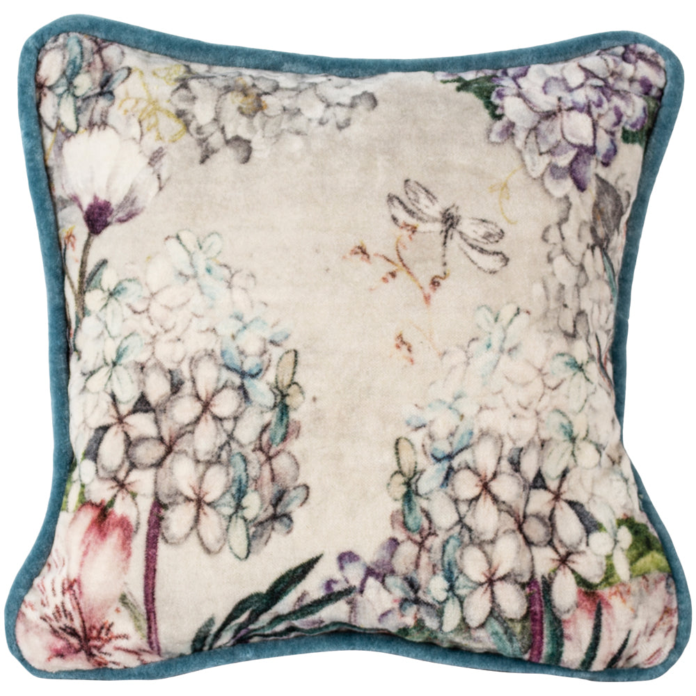 Velvet Small Hydrangea Cushion