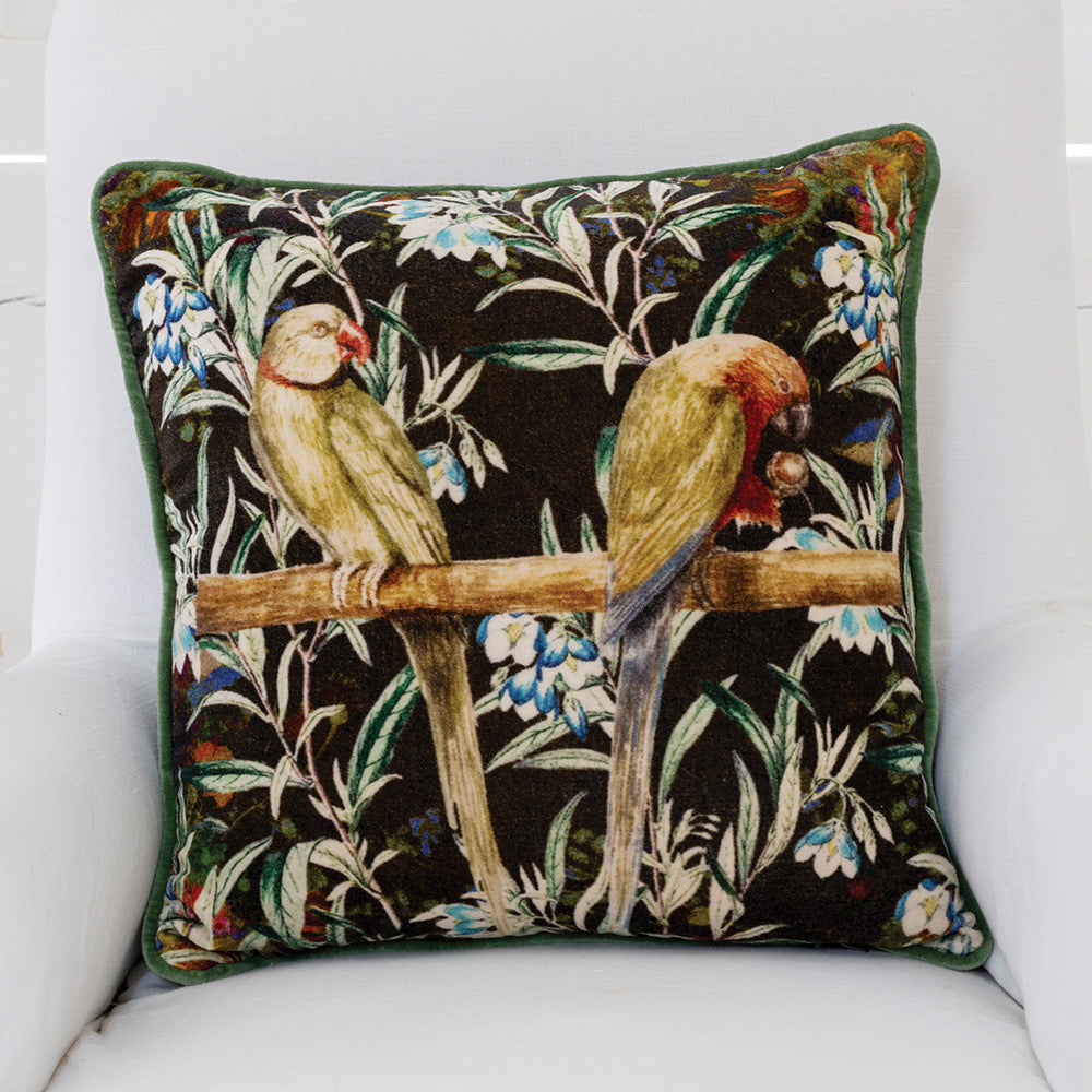 Velvet Parakeet Cushion