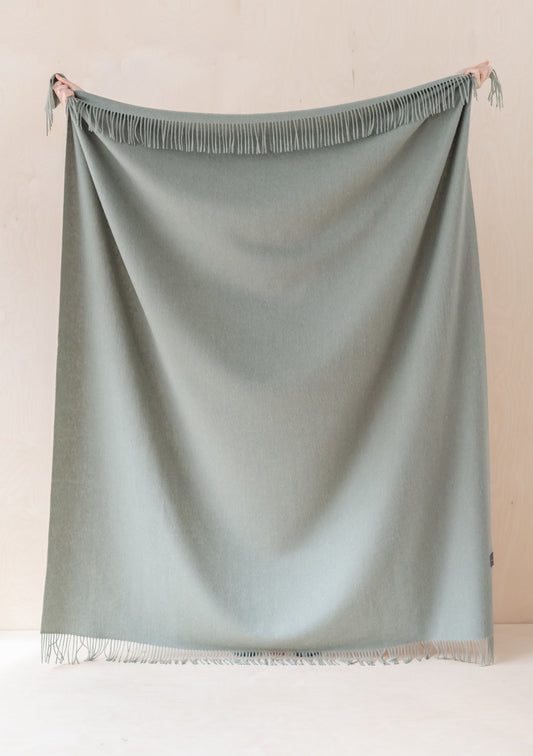 Luxurious Pure 100% Lambswool Blanket - Sage