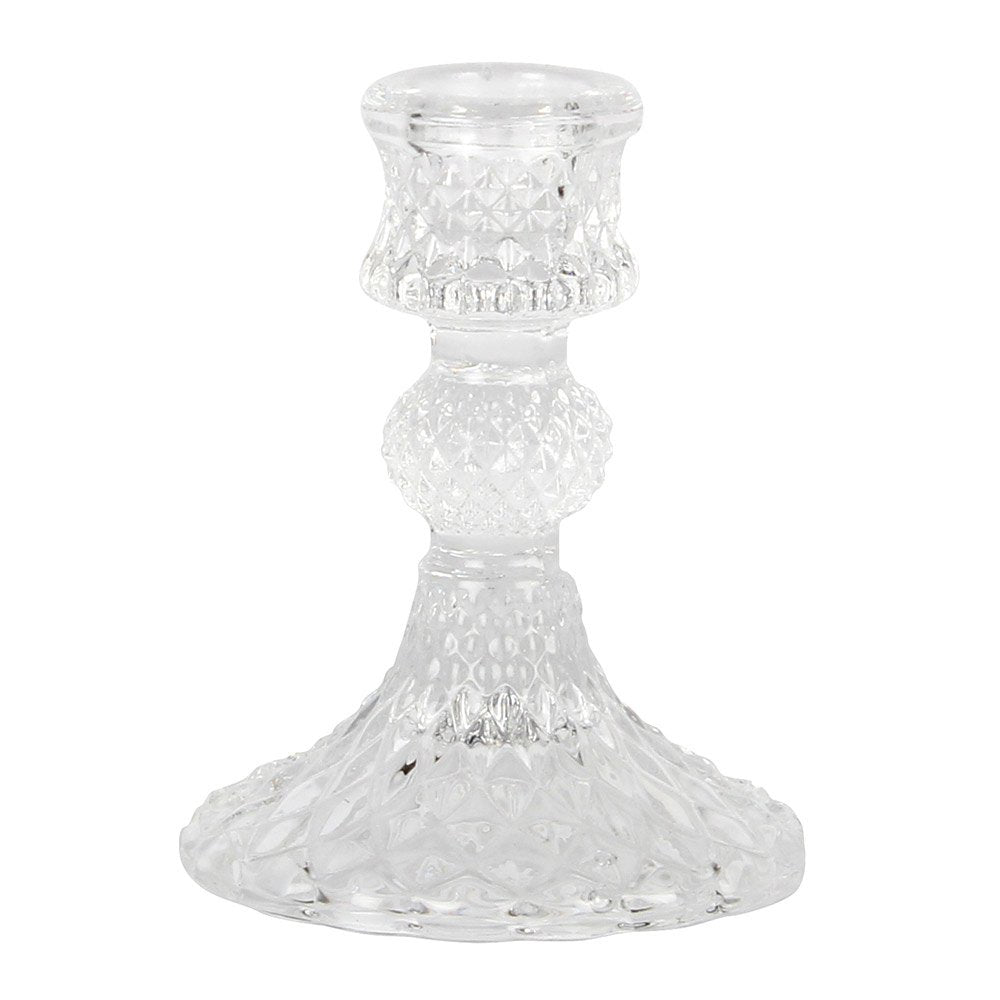 Harlequin Glass Candlestick - Clear